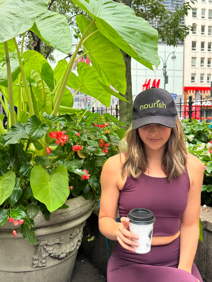 Nourish Black Hat with Embroidered Logo - Made in Peru
